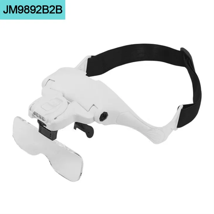 Gwydrau Magnifier Headband Gyda Golau LED